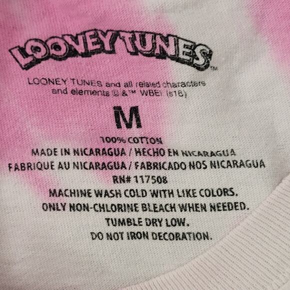 Looney-Tunes Cropped Tie-Dye Shirt Womens Medium 20x19 Baggy - Picture 6 of 13